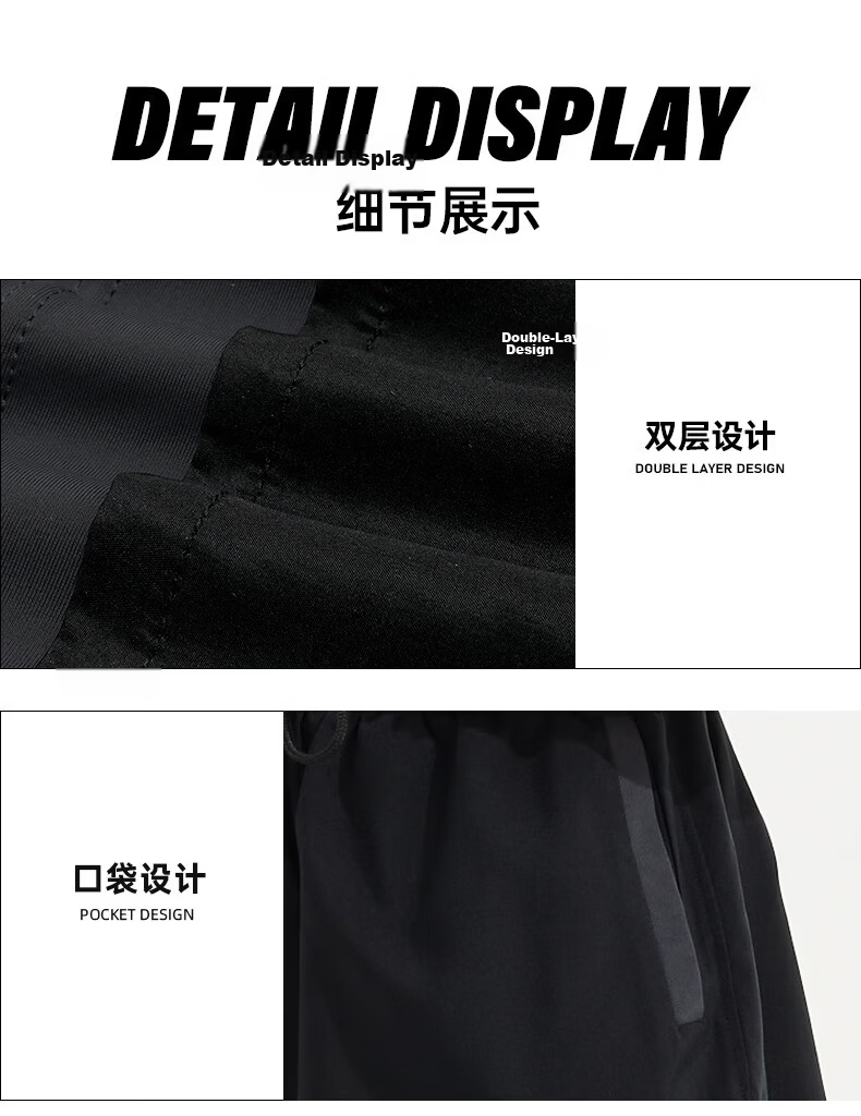 Li-Ning Swimming Trunks for Men, Anti-Embarrassment Knee-Length Double-Layer Swim Shorts, Comfortable High-Elasticity Water And Land Dual-Use Beach Shorts, 394 Black-Gray L 10