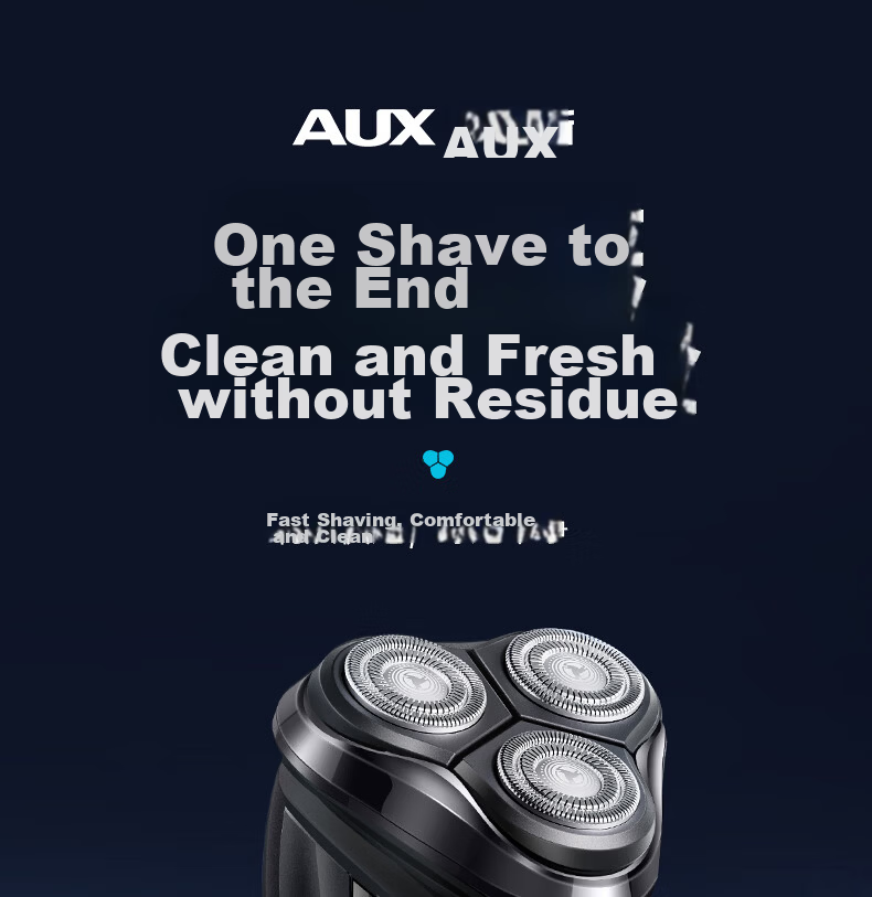 AUX Electric Rotary Shaver for Men, Waterproof Wet and Dry Dual-Blade Electric Razor, Gift for Husband 4