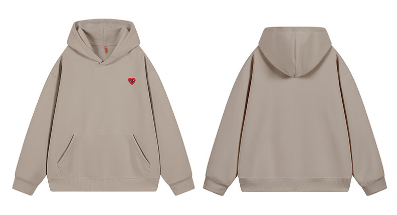 Chaersitaoxin Hooded Sweatshirt for Men And Women, Couple Matching Style, Solid Color Basic Versatile Fleece-Lined Thick Pullover Top, Light Khaki, Size L 24