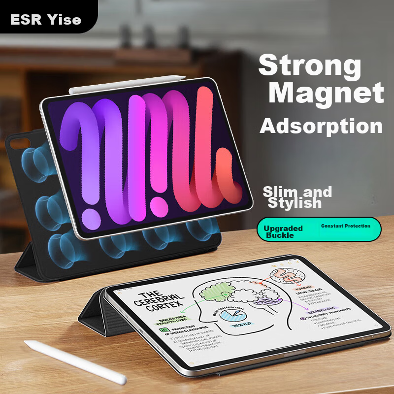 ESR Magnetic Dual-Sided Slim Protective Case with Buckle for iPad Mini 7/6 8.3-inch A17 Pro 2024 Apple Tablet