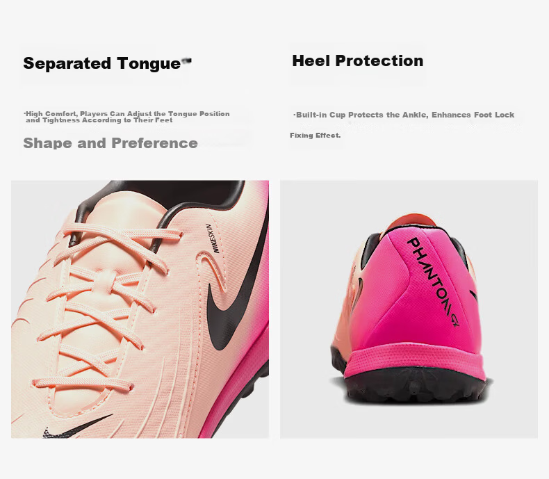 NIKE Men's Soccer Shoes, Dark Ghost GX 2 TF Turf Cleats, Sports Shoes FJ2577-800, Peach Pink, Size 41 6