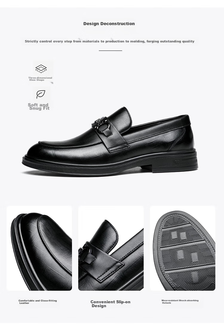 CARTELO Men's Loafers, Business Casual Leather Shoes, Plaid Breathable Slip-On Formal Leather Shoes for Men, 9902 Black, Size 39 8