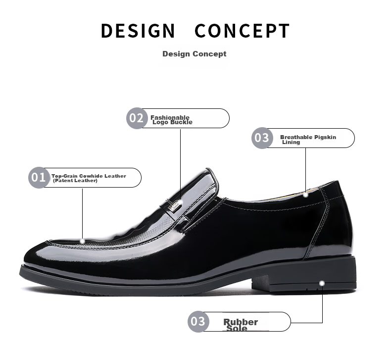 LAORENTOU Men's Patent Leather Dress Shoes Slip-On Pointed Toe Wedding Groom Shoes LA13087 Black Size 38 4