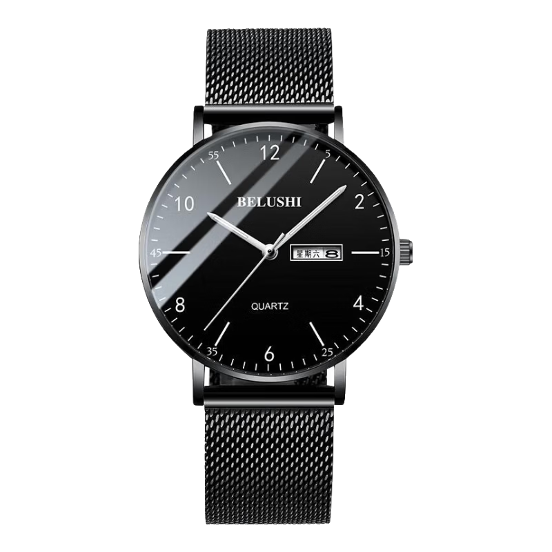 40,000 Kilometers Men's Fashion Trendy Dual Calendar Quartz Watch for Middle and High School Students Youth Gift