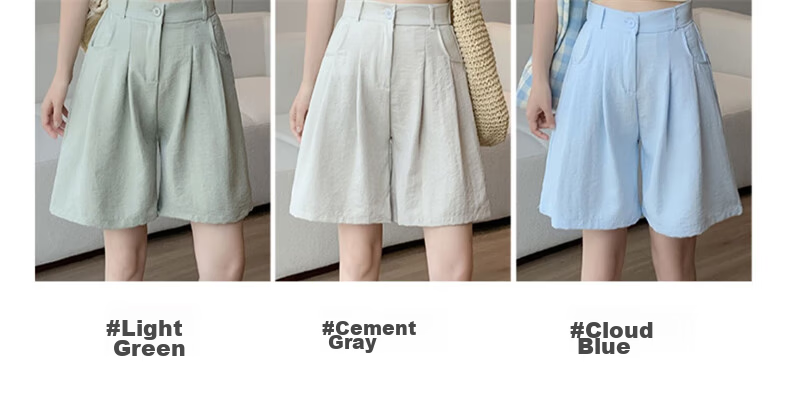 LangSha Milk Puff Suit Shorts for Women, Ice Silk Summer New High-Waist Loose Casual Mid-Length Pants, Relaxed Loose-Fitting Five-Point Shorts 9