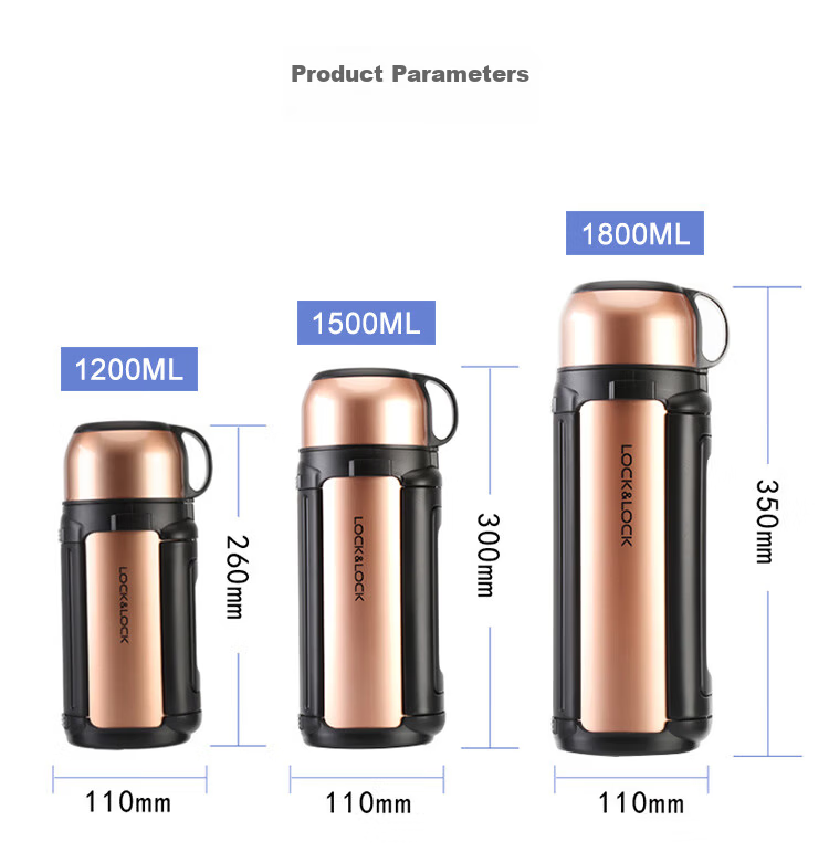 LOCK&LOCK Insulated Bottle, 304 Stainless Steel, Keeps Hot And Cold Water, Outdoor Camping Travel Bottle, 1.8L, Blue 6