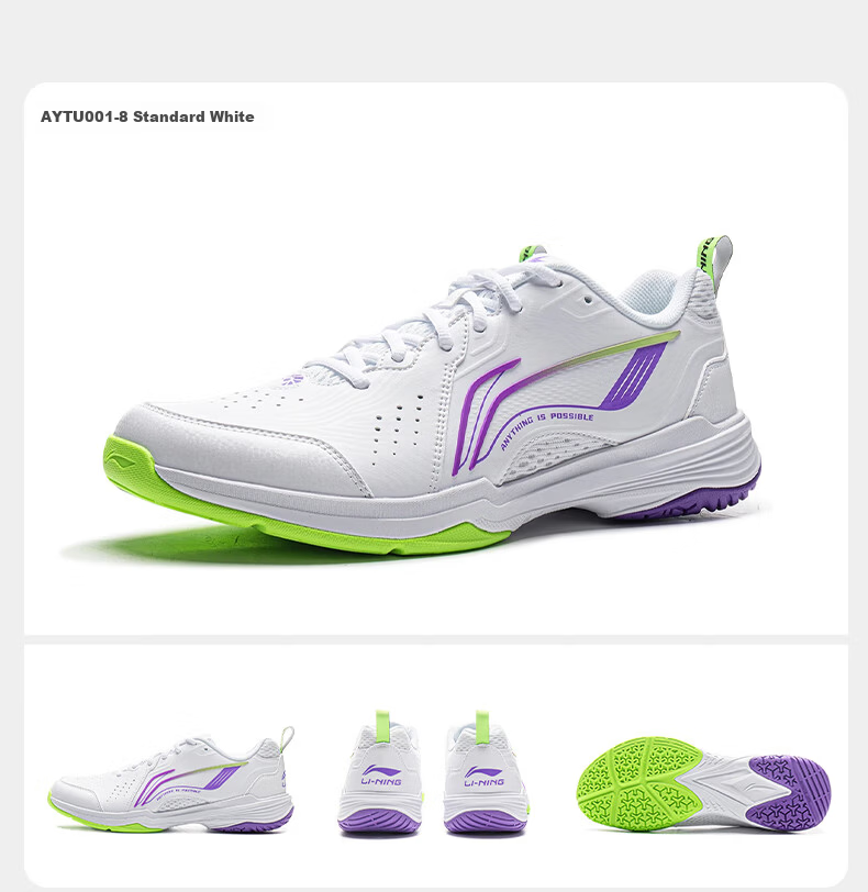 LI-NING Badminton Shoes All-Rounder V2.0 Unisex Shock Absorption Non-Slip Training Sports Shoes Standard White/Silver Size 36 11