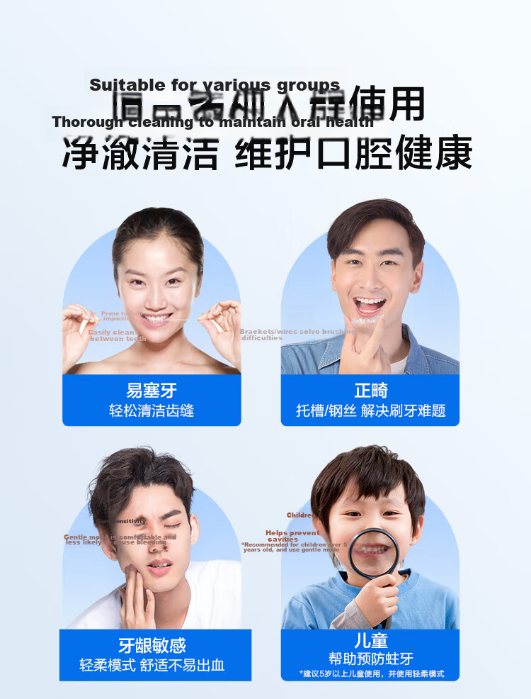 JD Jingzao Portable Oral Irrigator with 3 Nozzles Retractable Water Flosser Ultrasonic Teeth Cleaner Dental Plaque Remover Preventive Dental Care Gift for Teacher's Day Birthday Couples Holiday 5