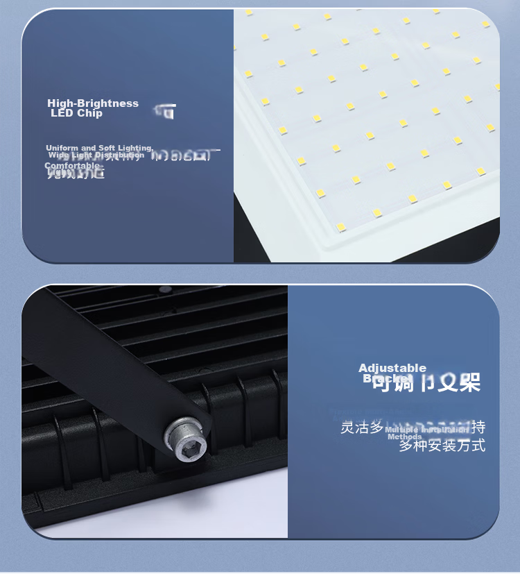 ROLin LED Floodlight Spotlight Outdoor Factory Lighting Outdoor Searchlight High Brightness IP66 Waterproof 200W Floodlight White Light 6500K Die-Cast Aluminum 14