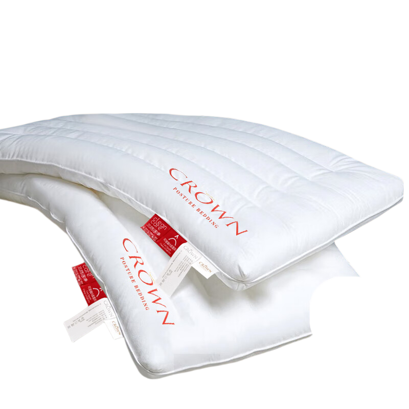 CROWN Pure Cotton Pillow, Neck Support, Cervical Spine Protection, Sleep Aid, Triple-Protection Pillow for Home And Hotel Use, Single Low Pillow, 48x74cm