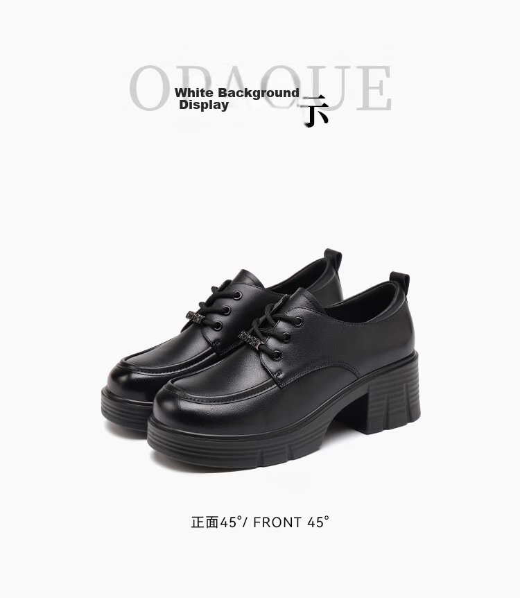 Red Dragonfly Women's British Style Leather Breathable Versatile Lace-up Flats Soft Sole Work Shoes WTB351931 Black Size 38 8