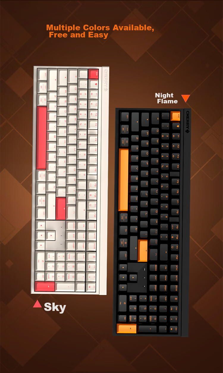 CHERRY MX2.0 PRO Mechanical Keyboard 108-Key Wireless Bluetooth Tri-Mode Gaming Keyboard for PC Office Valorant Delta Sky Blue Switch 16