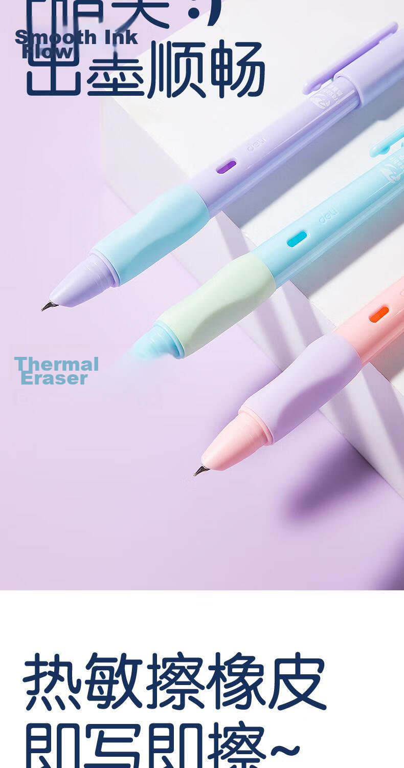 Deli Erasable Thermal Student Posture Correction Fountain Pen, Erasable Mistakes without Leaving Marks, Children's Beginner Handwriting Practice Posture Correction Fountain Pen (1 Pen with 2 Erasable Crystal Blue Ink Cartridges And 1 Pen Filler), SF542 5