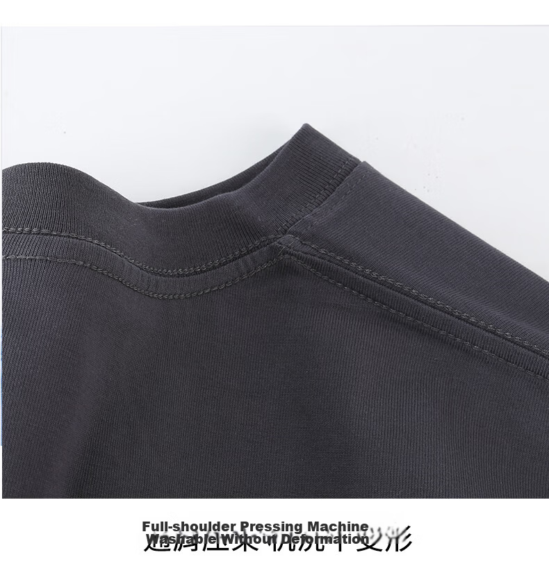 ROMON Men's 260G Heavyweight Long-Staple Cotton Short Sleeve T-Shirt Summer Black M 18
