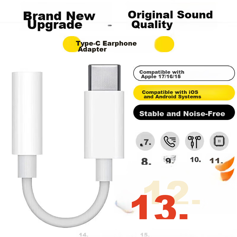 Stek 3.5mm to Type-C Audio Adapter Cable with DAC Chip for Apple Earphones iPhone 17/16/15 iPad Huawei Mate60 Redmi Xiaomi Honor