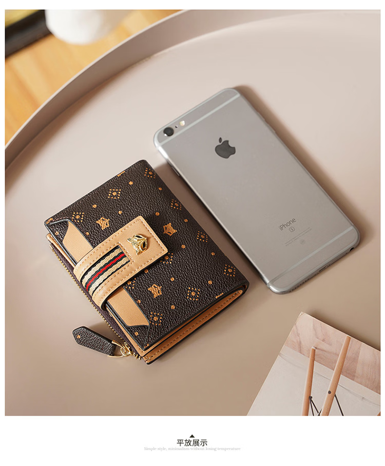 Gold Fox Women's Large Capacity Short Bi-Fold Card Holder Zipper Wallet Clutch Luxury Girlfriend Birthday Gift 15