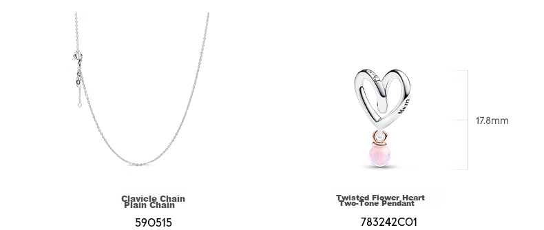 PANDORA True Love Heart Necklace Set Pink Synthetic Opal Simple Mother's Love Thanksgiving Gift for Girlfriend Birthday 4