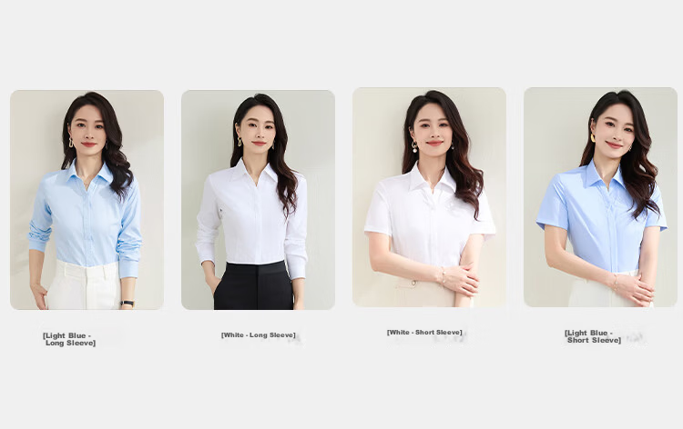 TUCANO Women's Bamboo Fiber Wrinkle-Resistant Non-Iron V-Neck Business Formal Long Sleeve Shirt White 4XL 4