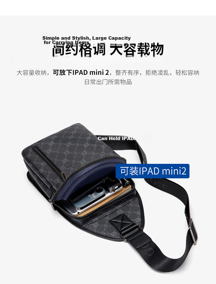 GOLF Men's Large Capacity Chest Bag Printed Crossbody Shoulder Bag Casual Business Small Backpack Phone Bag Trendy Sports Bag 12