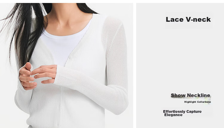 Semir Women's Summer Short Slim Fit Solid Color Lace V-Neck Knit Cardigan 101325106002 12