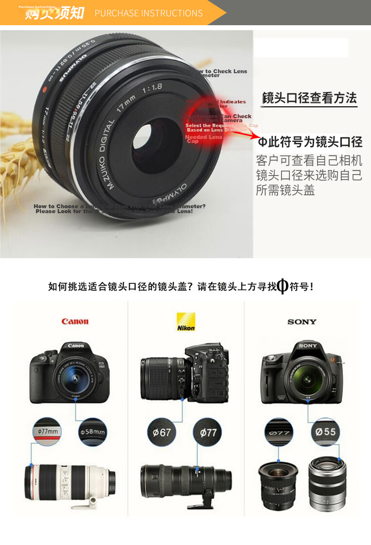 Earlymen 77mm Canon Lens Cap Protective Cover for Canon 24-105 Kit Lens, 70-200F2.8, etc. EOS 5D4/6DII/6D Camera Accessories Lens Cap 2
