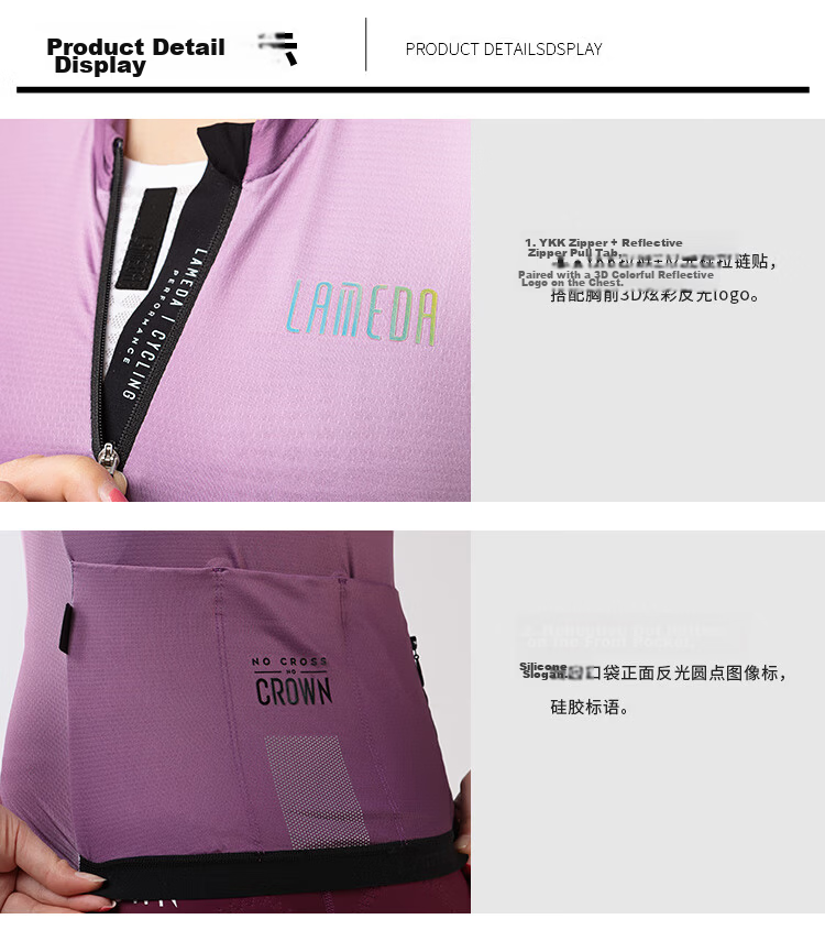LAMEDA Women's Long Sleeve Cycling Jersey Spring Summer UV Protection Breathable Quick-Dry Mountain Road Bike Shirt Elegant Lilac Purple L 11