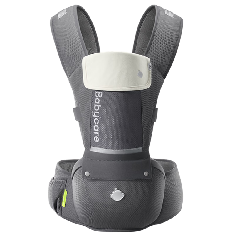 Babycare Waist Stool Baby Carrier, 3D Breathable Fabric, One-Handed Operation, Free Hands, 0-36 Months, Kasel Gray