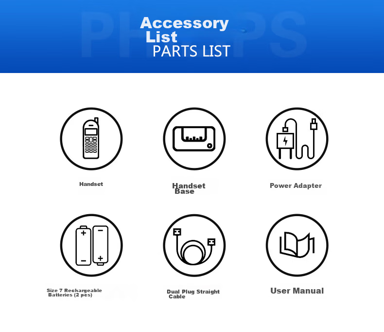 PHILIPS Cordless Telephone, Wireless Landline Phone, Parent-Child Handset, for Office And Home Use, White Backlit Screen, Long Standby Time, DCTG186 (1+1) Black 14