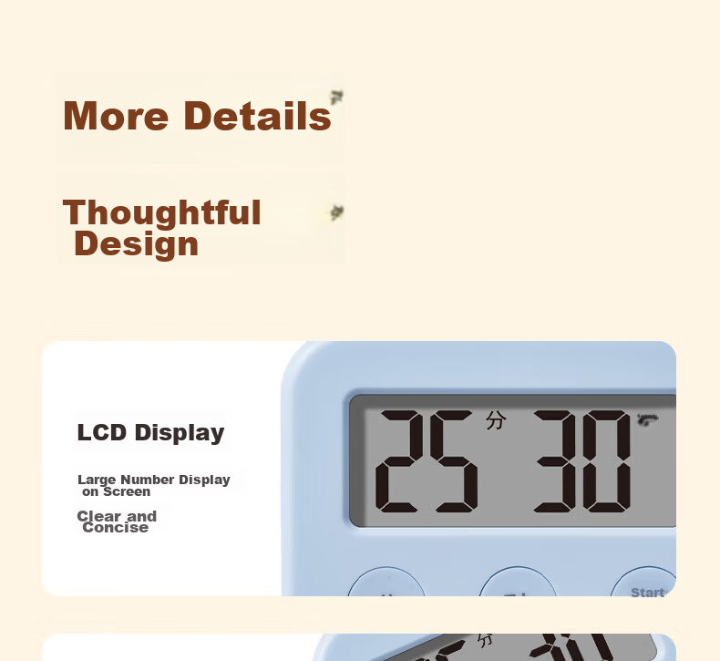Deli Visual Timer, Student Self-Discipline Time Management Tool, Kitchen Timer, Baking Timer, Children's Birthday Gift, White LE258 13