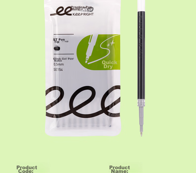 Deli Quick-Drying Retractable Gel Pen Refills, 0.5mm Dual-Core ST Tip, Office And Student Pen Refills, S01/S08/1008/K35 Compatible, Black, 20 Pieces/Box, SE152 15