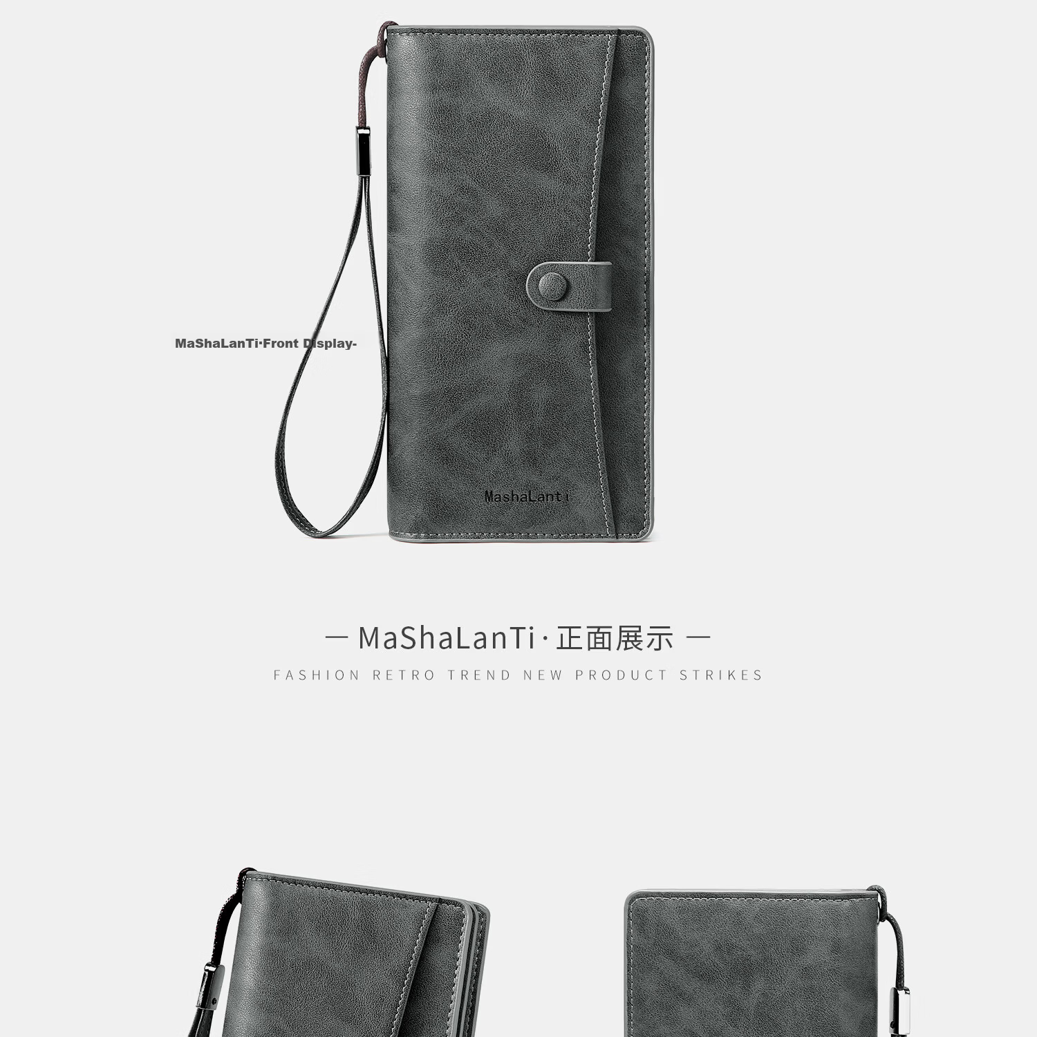 MashaLanti Men's Wallet, Large Capacity, Leather Billfold, Long Zipper Coin Purse, Multifunctional Clutch Card Holder, Business Document Wallet All-I 26