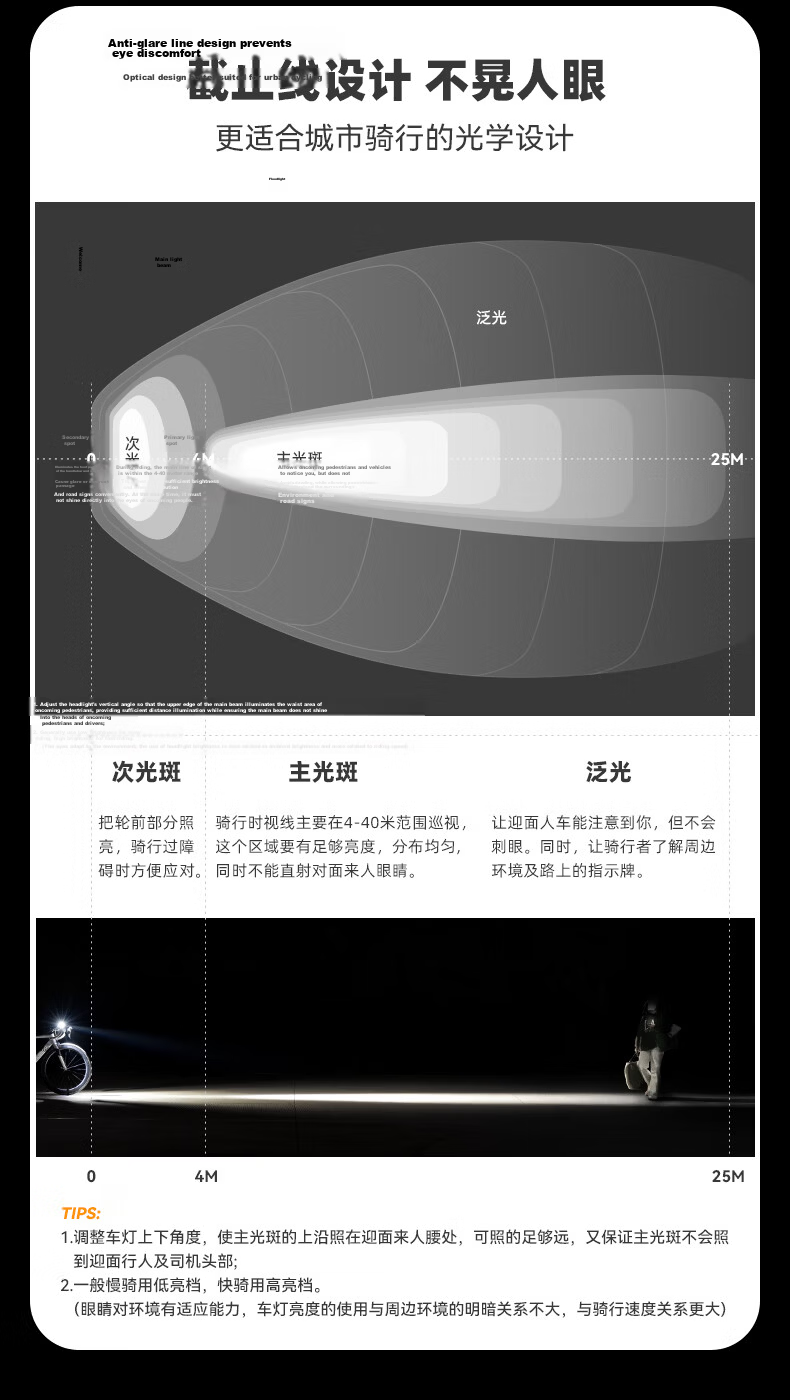 ROCKBROS Bicycle Light, Night Riding High-Beam Flashlight, TYPE-C Charging Front Light, Rain-Resistant Cycling Equipment, RHL1000 6