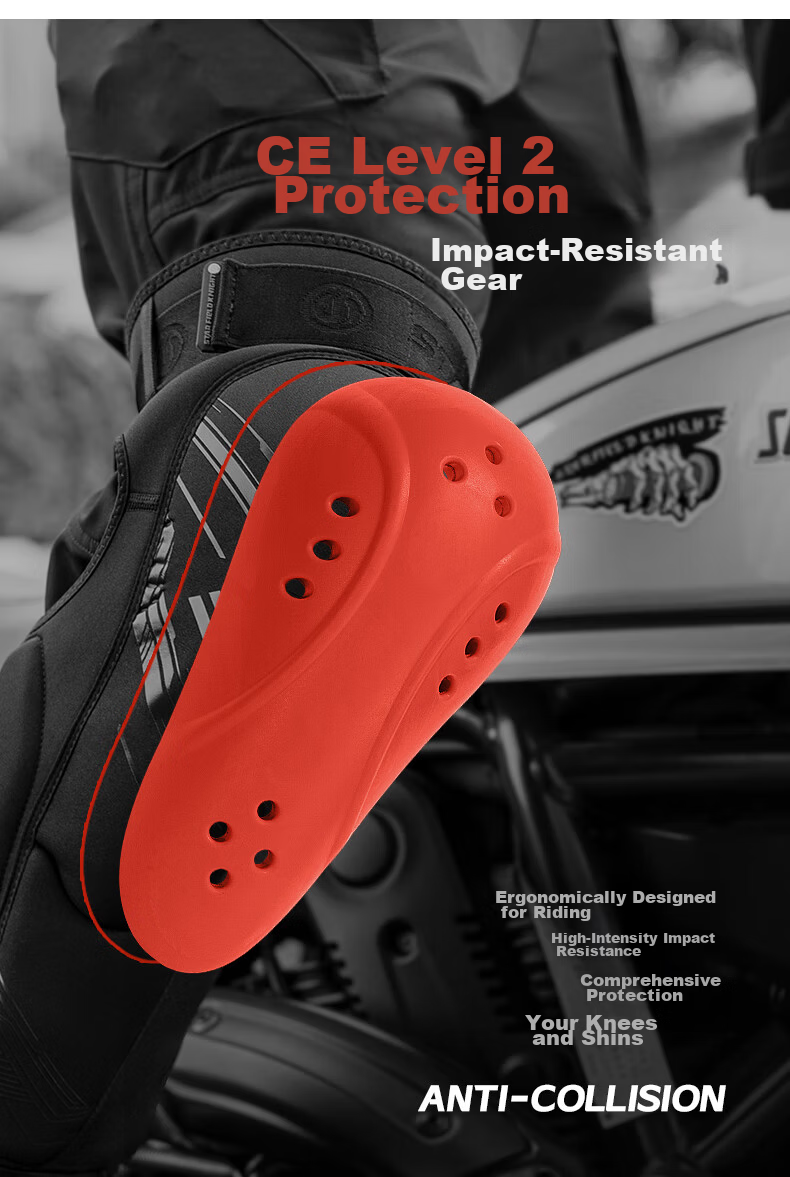 STAR FIELD KNIGHT Motorcycle Riding Knee Guards Four-Season Anti-Fall Wear-Resistant CE Certified Biker Gear Black Size M 5