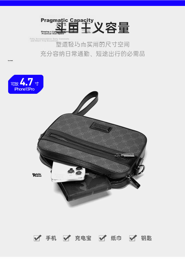 Mark Fairwhale Premium Plaid Men's Bag Crossbody Shoulder Bag Large Capacity Commuter Small Phone Bag 10