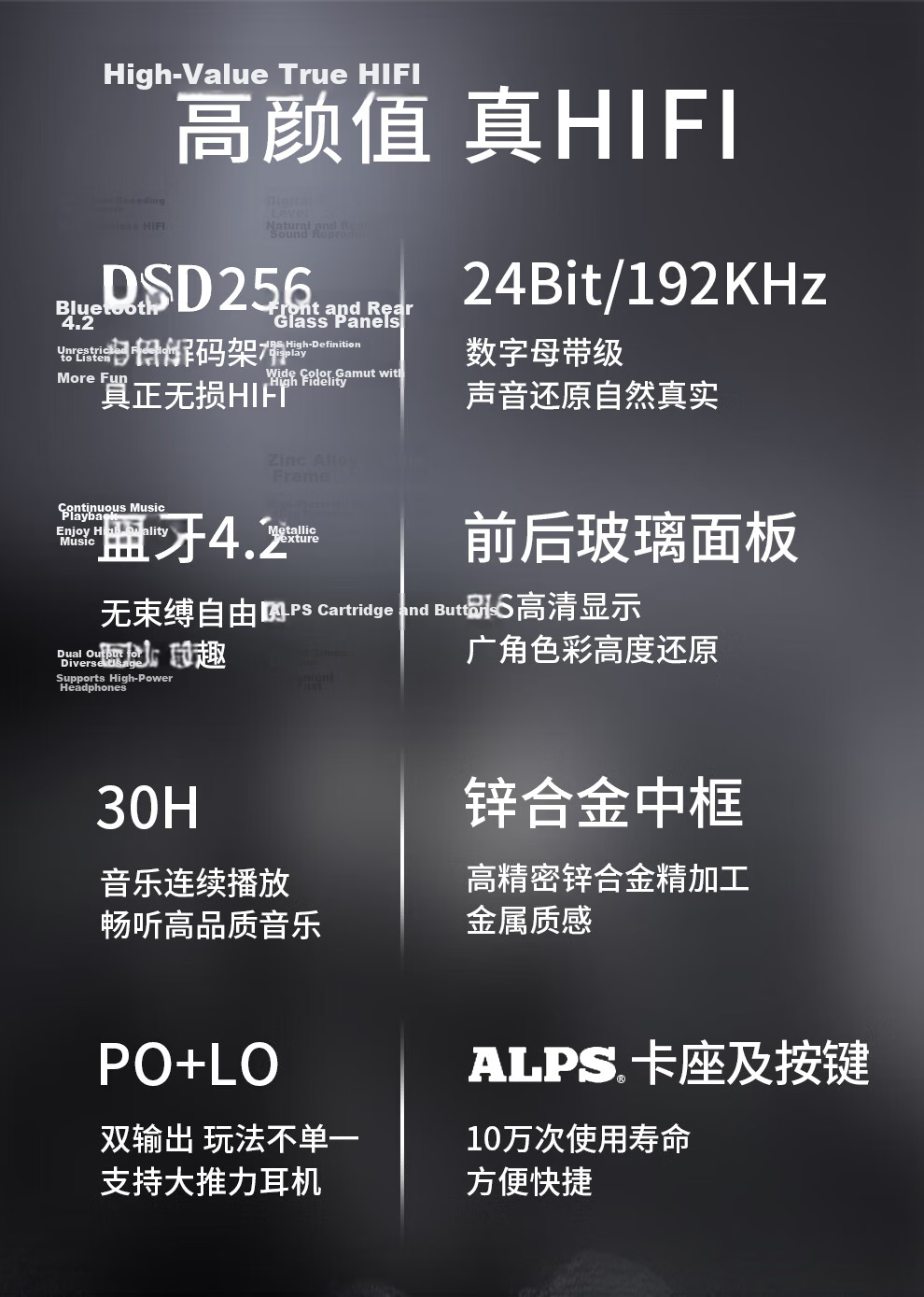 Yueguangbaohe Z6Pro HiFi Player, MP3/MP4 Portable Music Player, DSD Native Lossless Audiophile Sound Quality, Bluetooth Decoding Headphones, Digital Tape-Style Restoration, Pure Listening Device 2