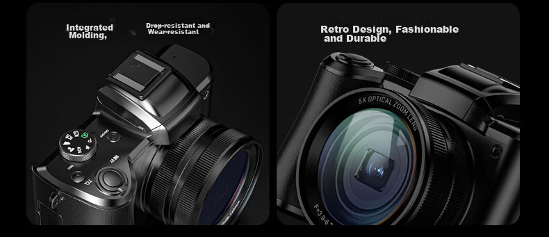 SONGDIAN Digital Camera, 5x Optical Zoom, Photography Vlog Dual Rear Cameras, High-Definition Touchscreen, Anti-Shake DC206X Official Standard Configuration, Black, 256GB Memory 21