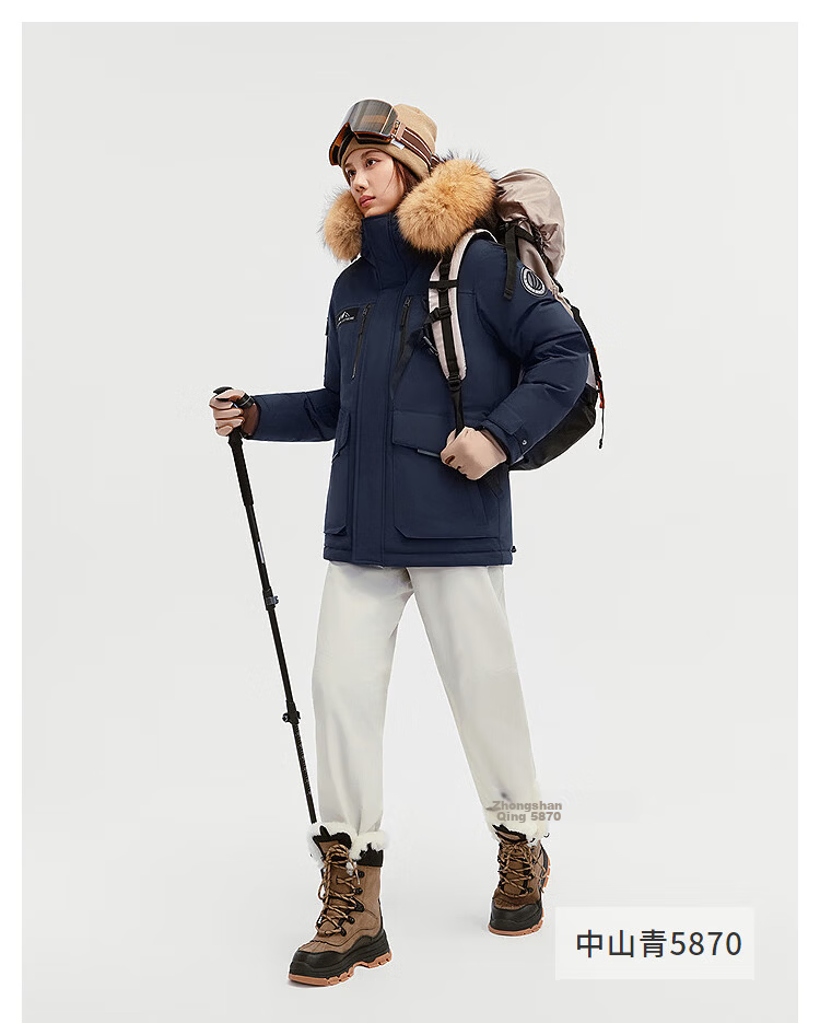 BOSIDENG 25-Year Winter Extreme Cold Northeast Special Thickened Goose Down Unisex Mall-Style Down Jacket with Large Fur Collar 32