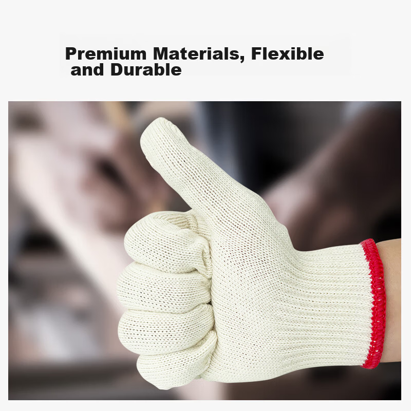 Huixiang Cotton Thread Work Gloves 600g/Pack 600 Pairs Durable Anti-Slip Construction Work Gloves Warm Reinforced Edges 8