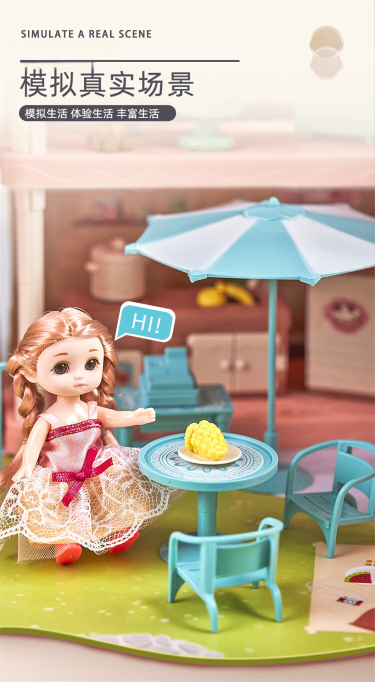 YaSiNi Doll Villa, Children's Toy, Girl's Transformable Castle, Dress-Up Dolls, Pretend Play, DIY Birthday Gift 5