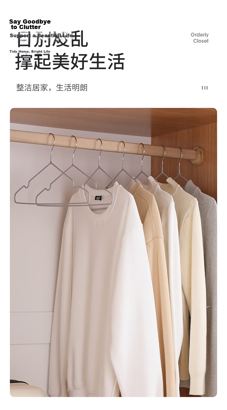 Meiliya Non-Slip Clothes Hangers, Adult No-Trace Household Drying Hangers, Traditional Gray Clothes Hangers, 30 Pieces 8