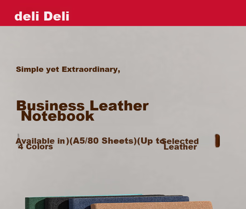 Deli Customizable Leather Notebook A5/112 Pages with Pen Insert, Soft Leather Cover, Elegant Skin-Feel Journal Diary Notebook, Morandi Color Series 22290 Brow 1