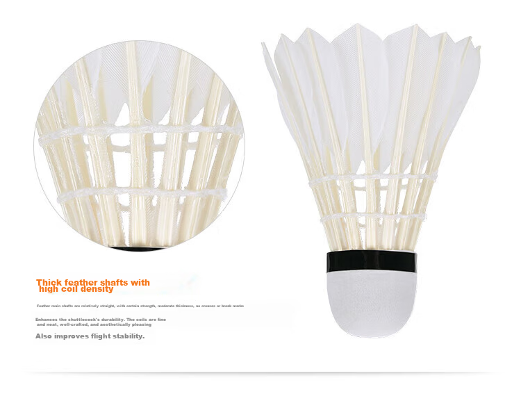 DHS E-E03 Badminton Shuttlecocks, Goose Feather, for Training And Competition, Pack of 3 8