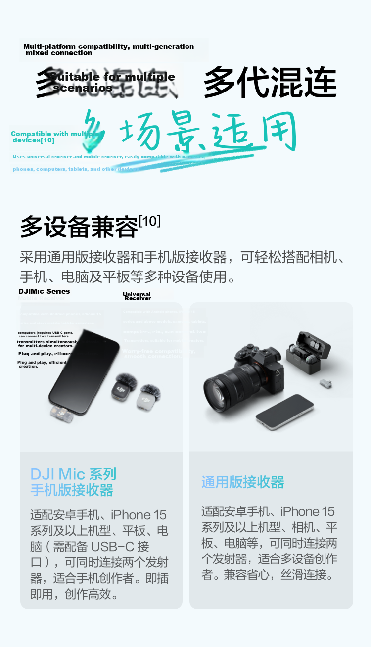 DJI Mic Mini 2 Wireless Microphone with Multi-Color Front Covers High-Quality Audio Lavalier Mic One-to-One for Apple iPhone 15-17 Series + Android + Camera 10