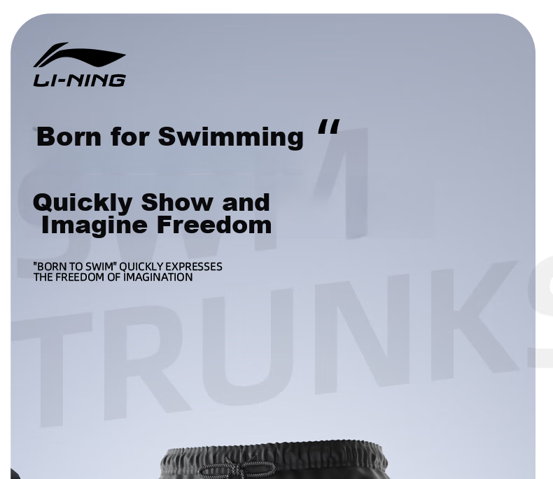 Li-Ning Swimming Trunks for Men, Anti-Embarrassment Knee-Length Double-Layer Swim Shorts, Comfortable High-Elasticity Water And Land Dual-Use Beach Shorts, 394 Black-Gray L 1