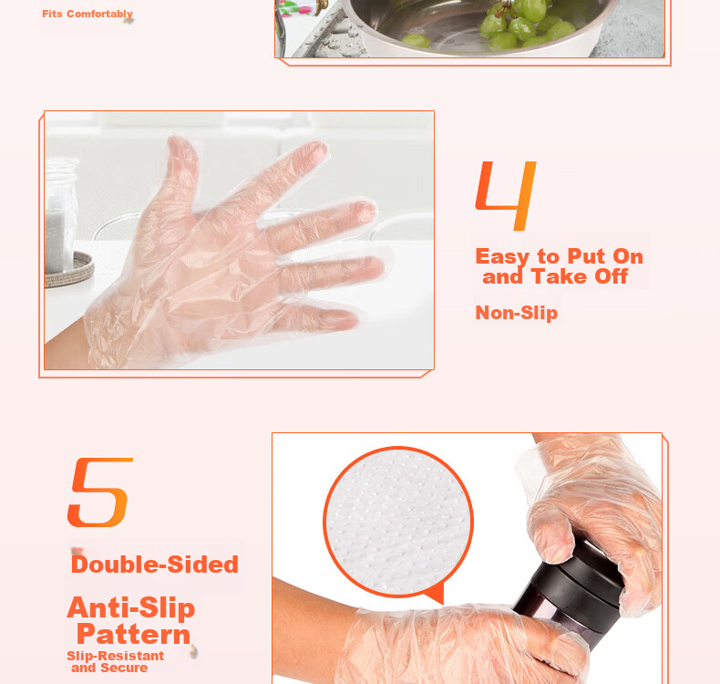 MIAOJIE Thick Disposable Gloves, 100 Pieces * 3 Packs, Pull-Out Style Durable, for Dining Table And Outdoor Cooking 5