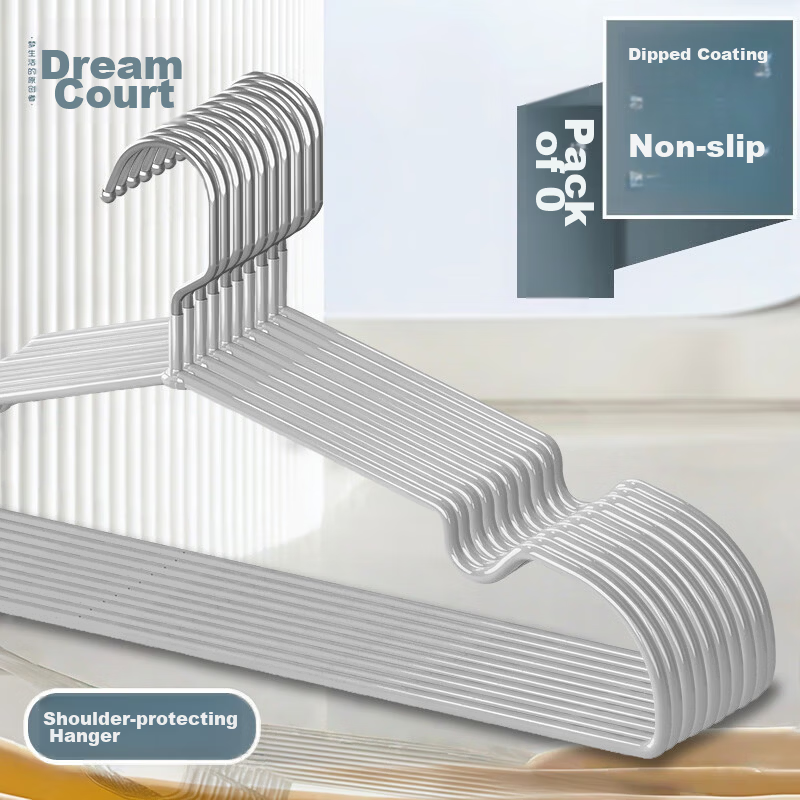 MENGTING Non-Slip Dipped Coat Hangers, 10-Pack, Thickened Shoulder Design, Suitable for Home and Dormitory Use, Student Clothes Hangers
