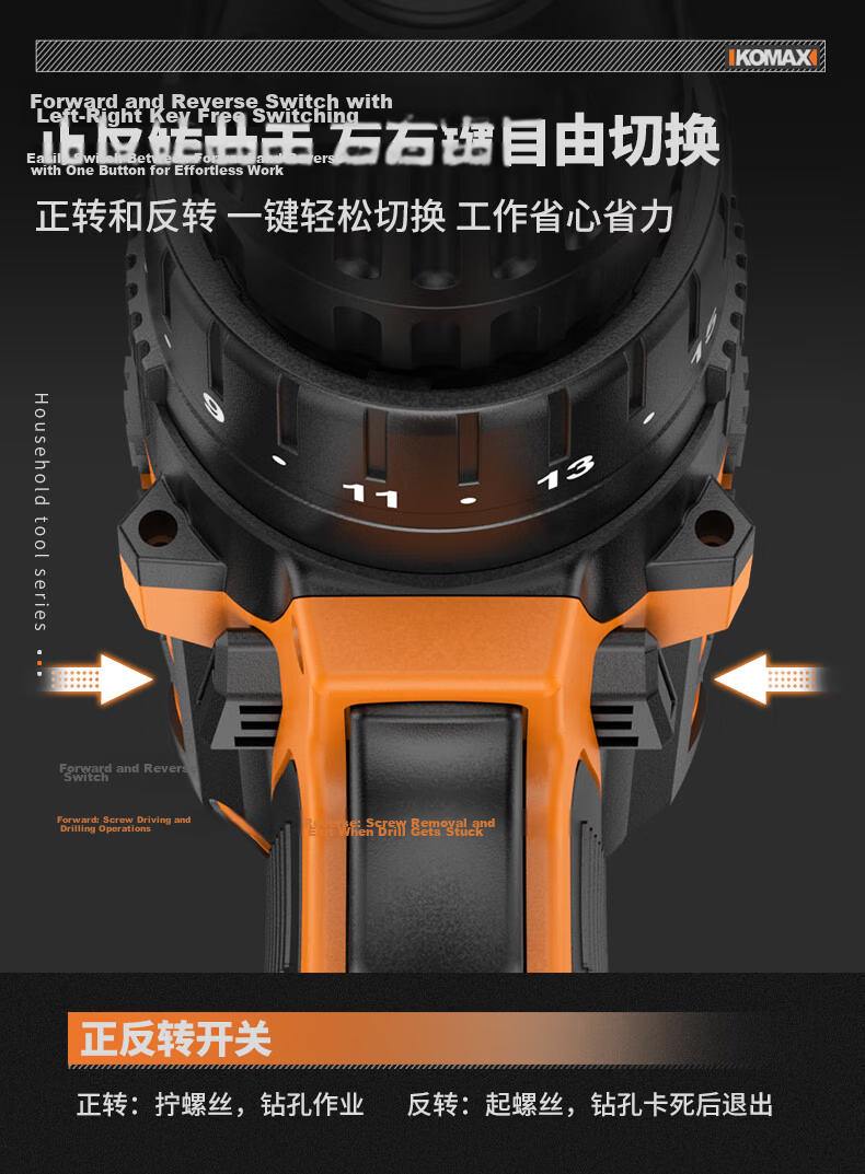Comais 21V Cordless Electric Screwdriver Drill Lithium Battery Hand Drill Home Power Tool Kit 22