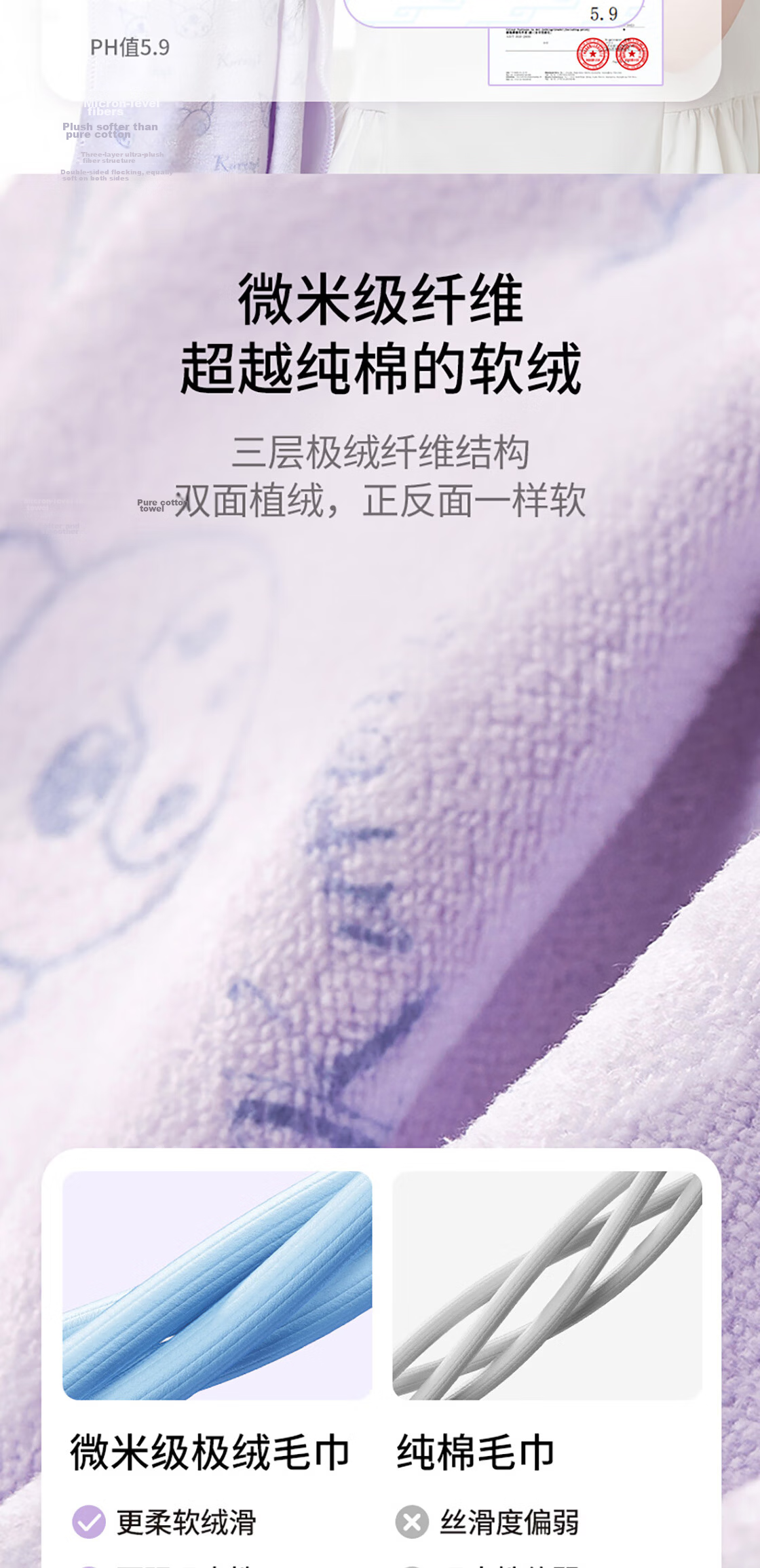MINISO My Melody Coral Fleece Soft Absorbent Towel, Low Shedding, Household Face And Bath Towel, 80x30cm 2