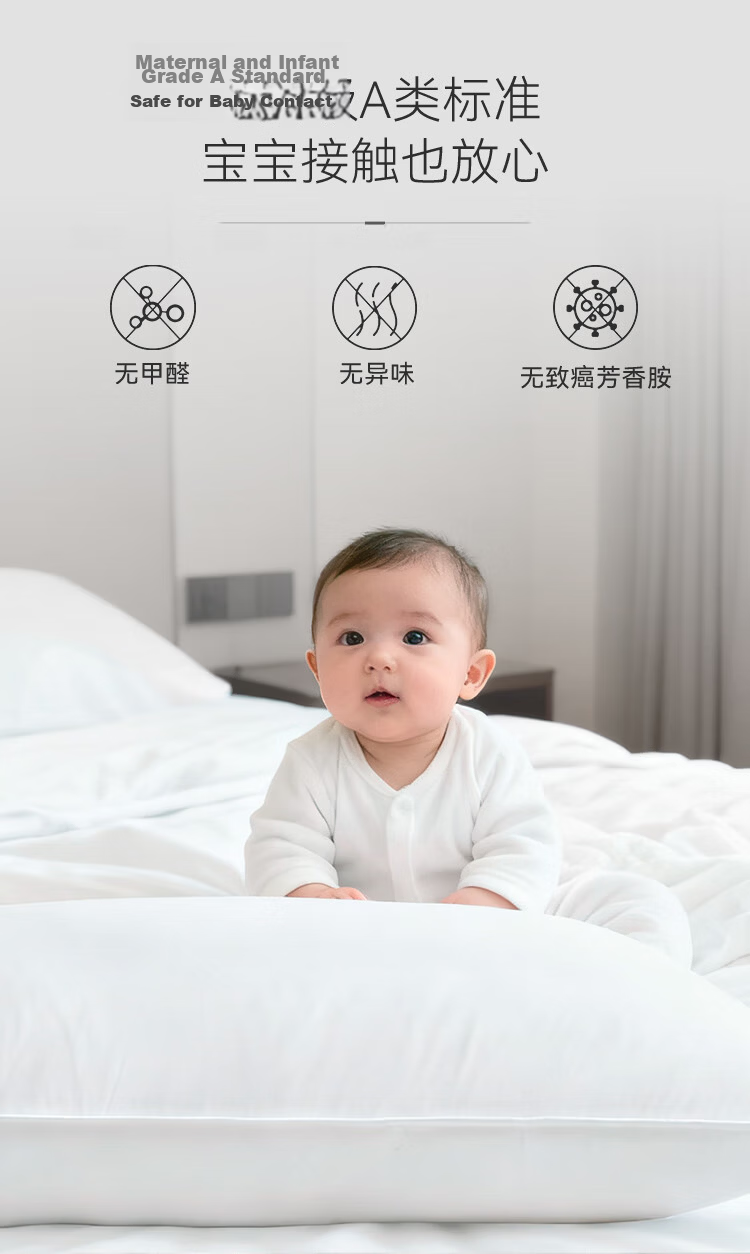 JD Jingzao Class A Five-Star Hotel Pillow Swiss Antibacterial 60-Count Cotton Sateen Fabric Pillow 48*74cm Single Piece 15