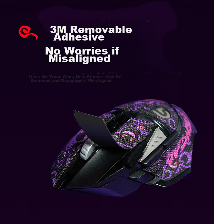 Huoxi Anti-Slip Stickers for Logitech G502Hero Wired And Wireless, G502 Dedicated Anti-Slip Stickers, Sweat-Absorbing Side Stickers for Han's Hand, Fully Enclosed Wear-Resistant Anti-Scratch Stickers, Black Gengui 3